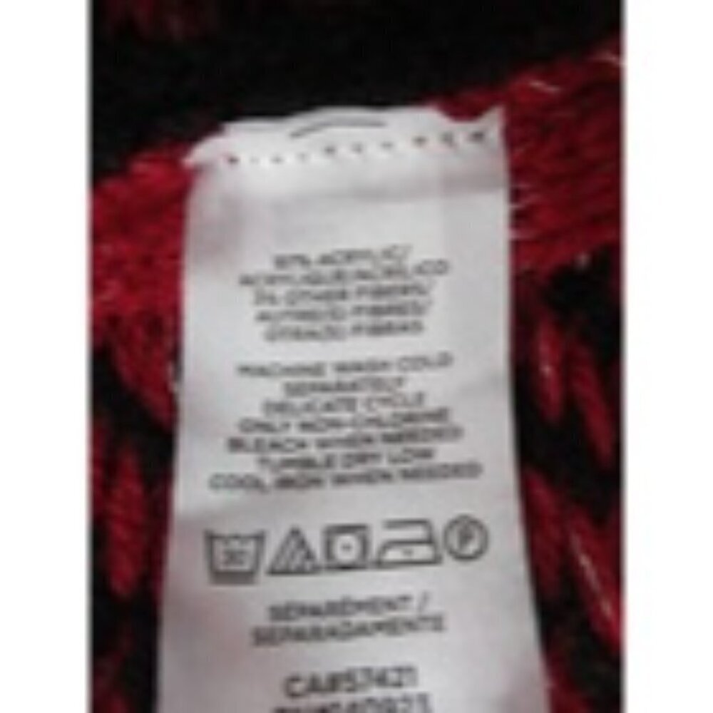Ann Taylor Loft Poncho Sweater Womens OS Red Black Knit Short Sleeves Casual - Picture 4 of 16